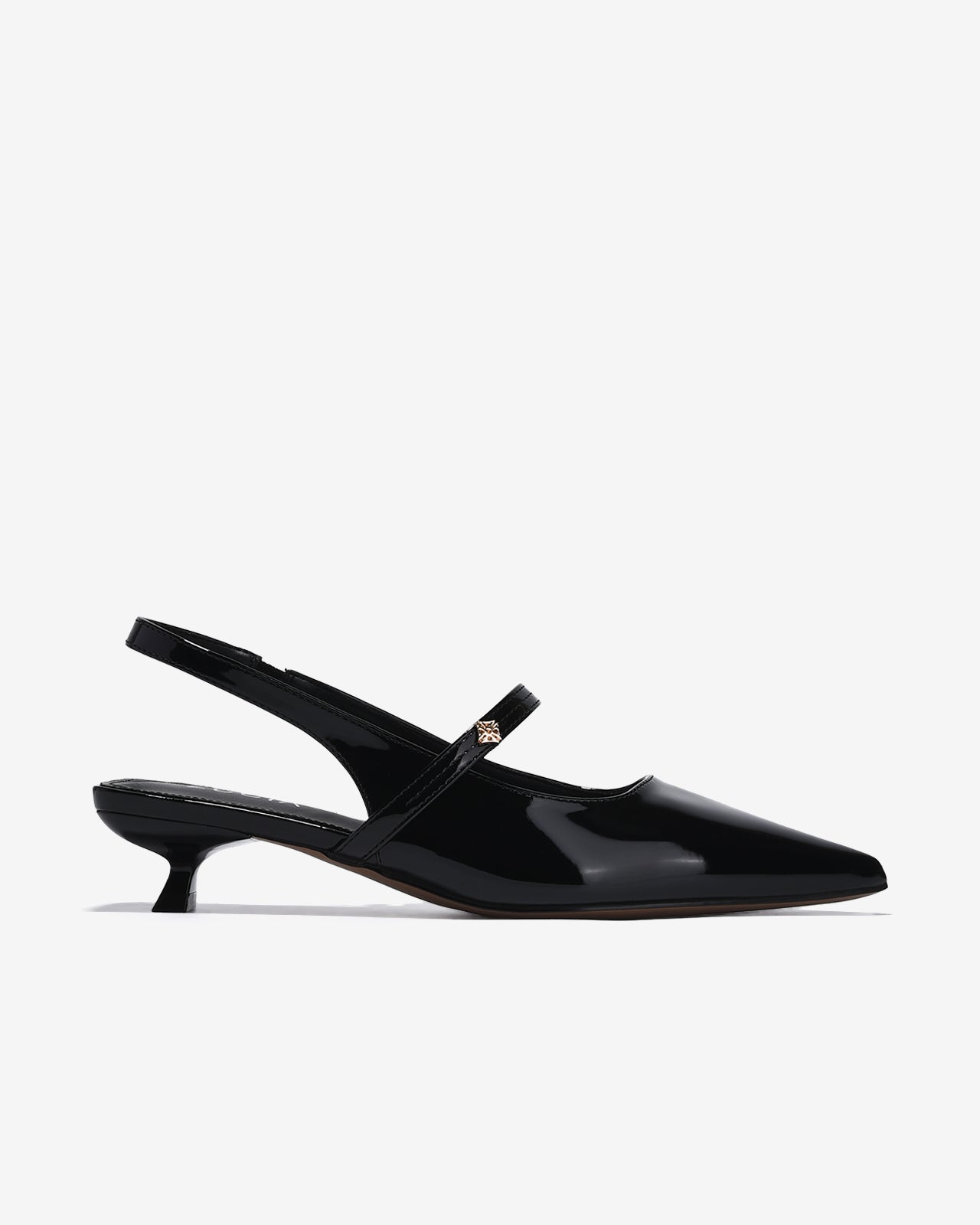 Giày Slingback Cao Gót Zucia Da Bóng Gót Kitten Heel-GTH96Đen Color1First