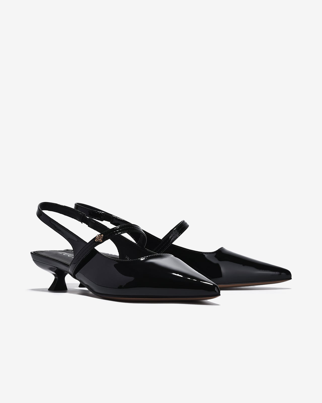 Giày Slingback Cao Gót Zucia Da Bóng Gót Kitten Heel-GTH96Đen Color1