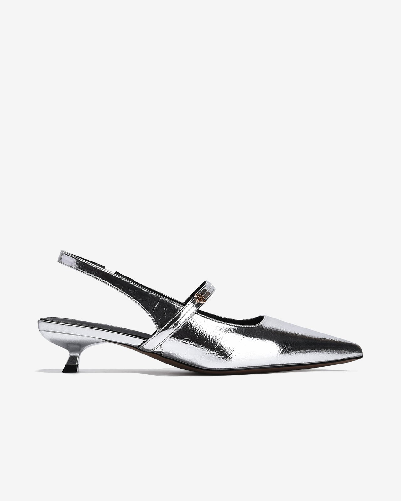 Giày Slingback Cao Gót Zucia Da Bóng Gót Kitten Heel-GTH96-Xám Color1First