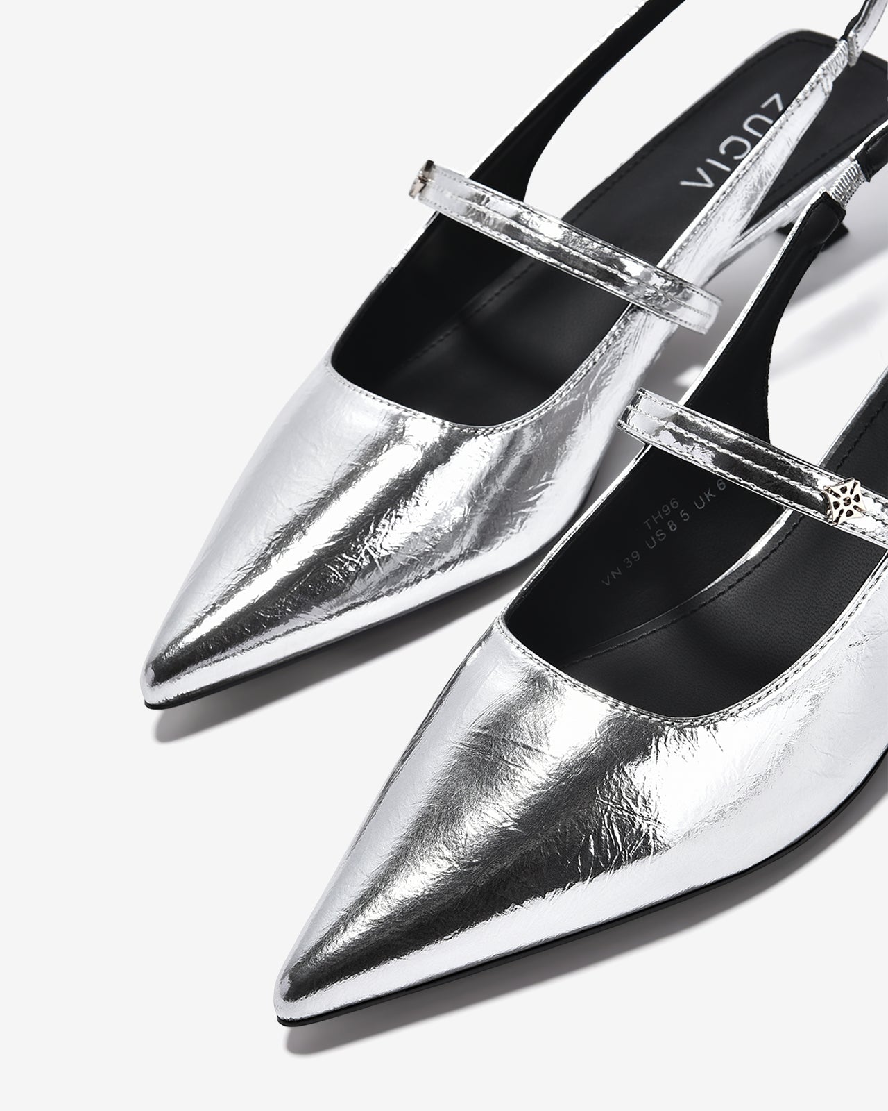 Giày Slingback Cao Gót Zucia Da Bóng Gót Kitten Heel-GTH96-Xám Color1