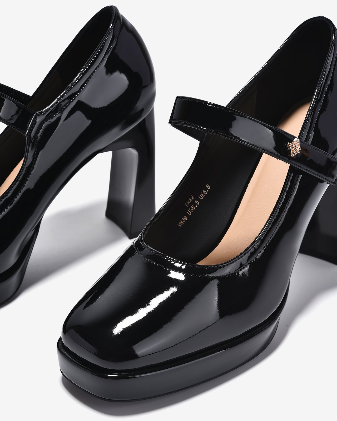 Giày Cao Gót Mary Jane Zucia Da Bóng 10cm-GTHA2Đen Bóng Color1
