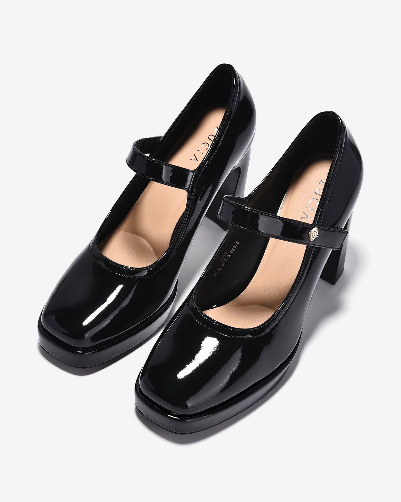Giày Cao Gót Mary Jane Zucia Da Bóng 10cm-GTHA2Đen Bóng Color1