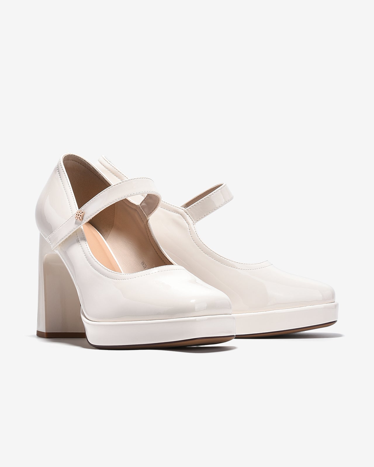 Giày Cao Gót Mary Jane Zucia Da Bóng 10cm-GTHA2-Kem Bóng Color1