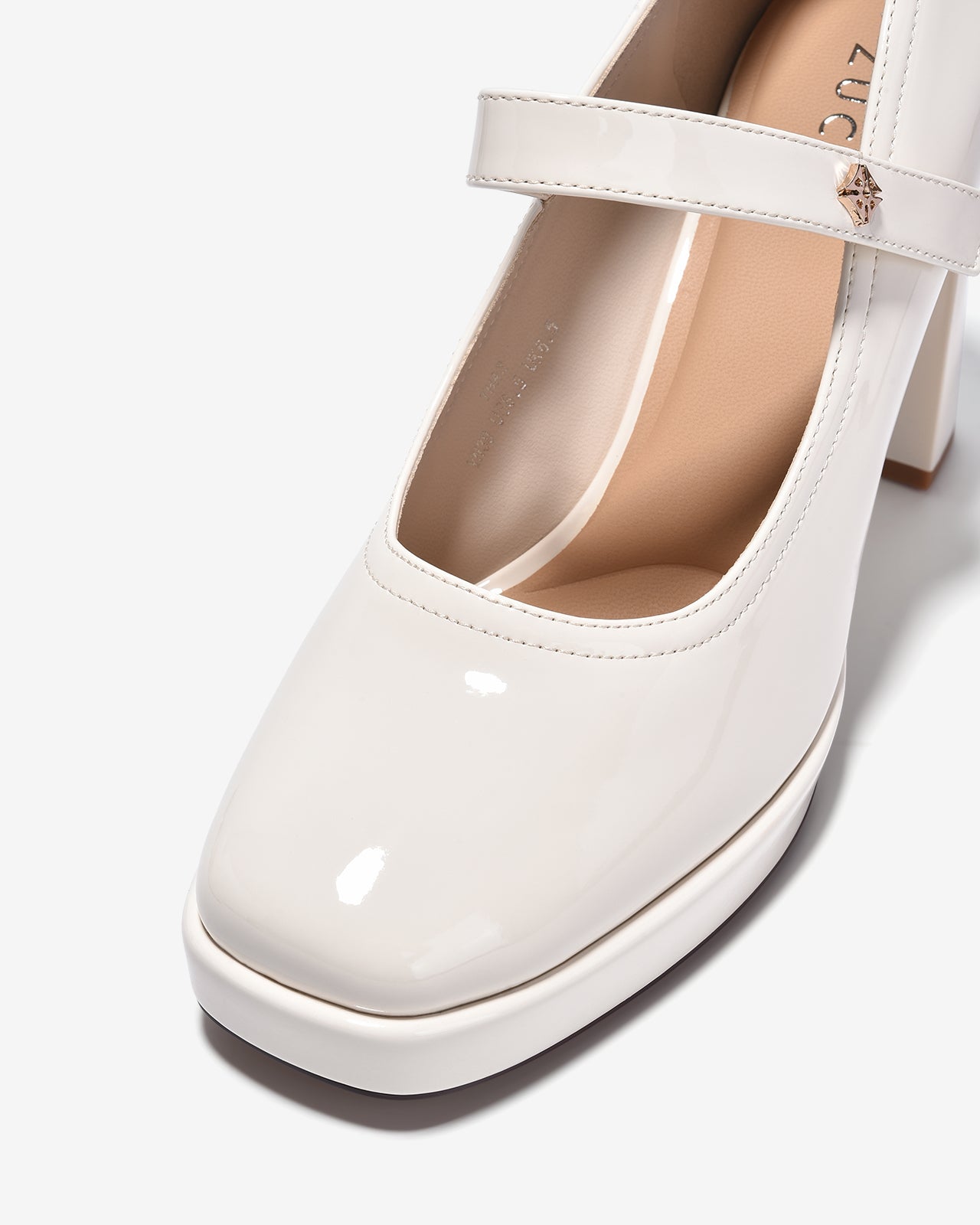 Giày Cao Gót Mary Jane Zucia Da Bóng 10cm-GTHA2-Kem Bóng Color1