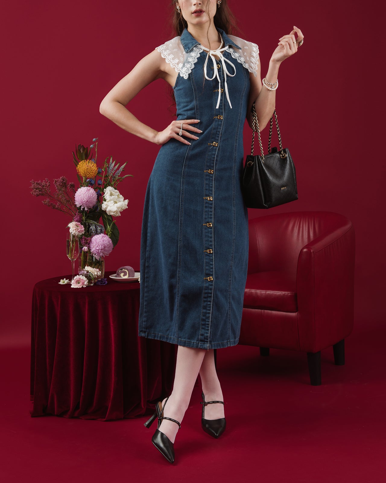 Giày Cao Gót Slingback Zucia Viền Quai In Chữ-GTHA4-Đen Color1