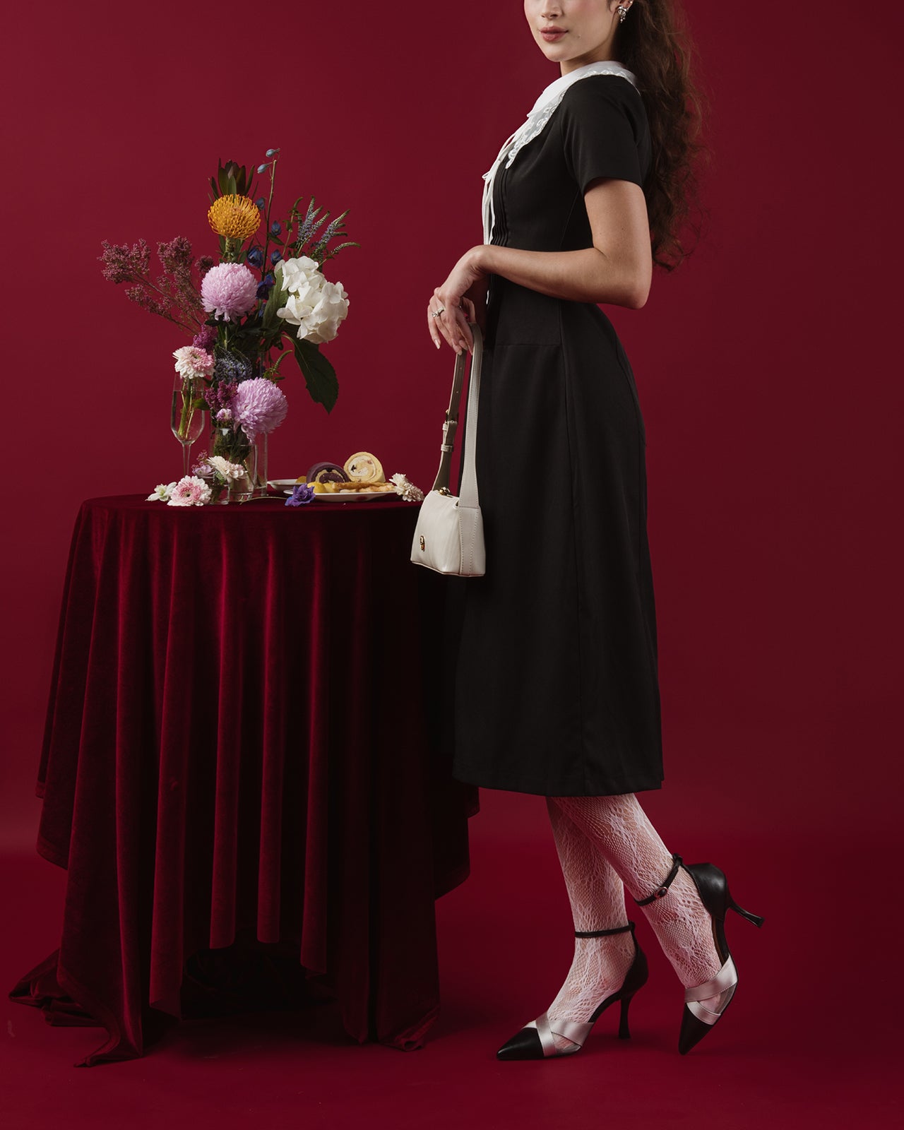 Giày Cao Gót Zucia Satin Phối Lưới-GTHA5-Đen Color1