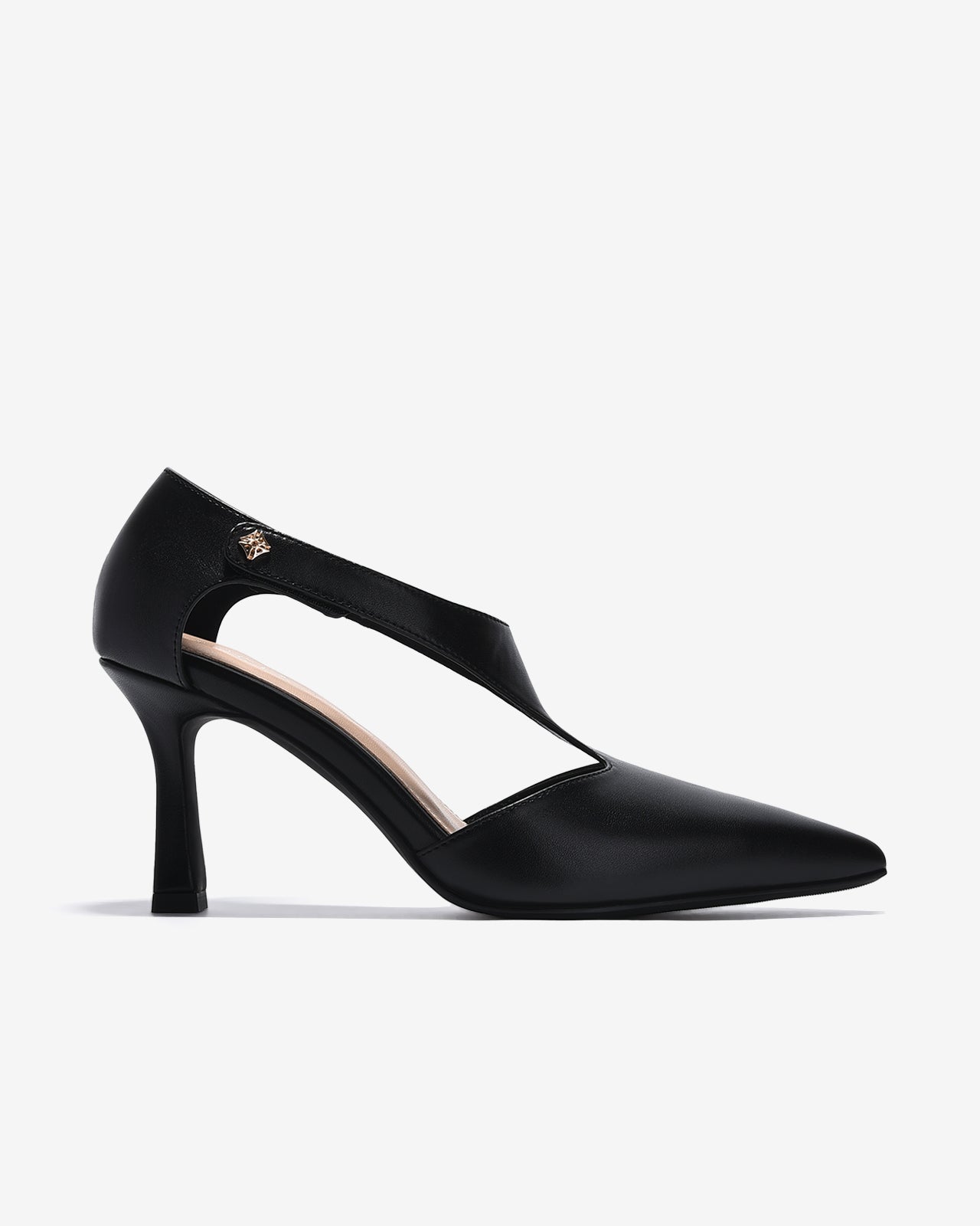 Giày Cao Gót Zucia Mũi Nhọn Quai Dán Cách Điệu-GTHA7-Đen Color1First