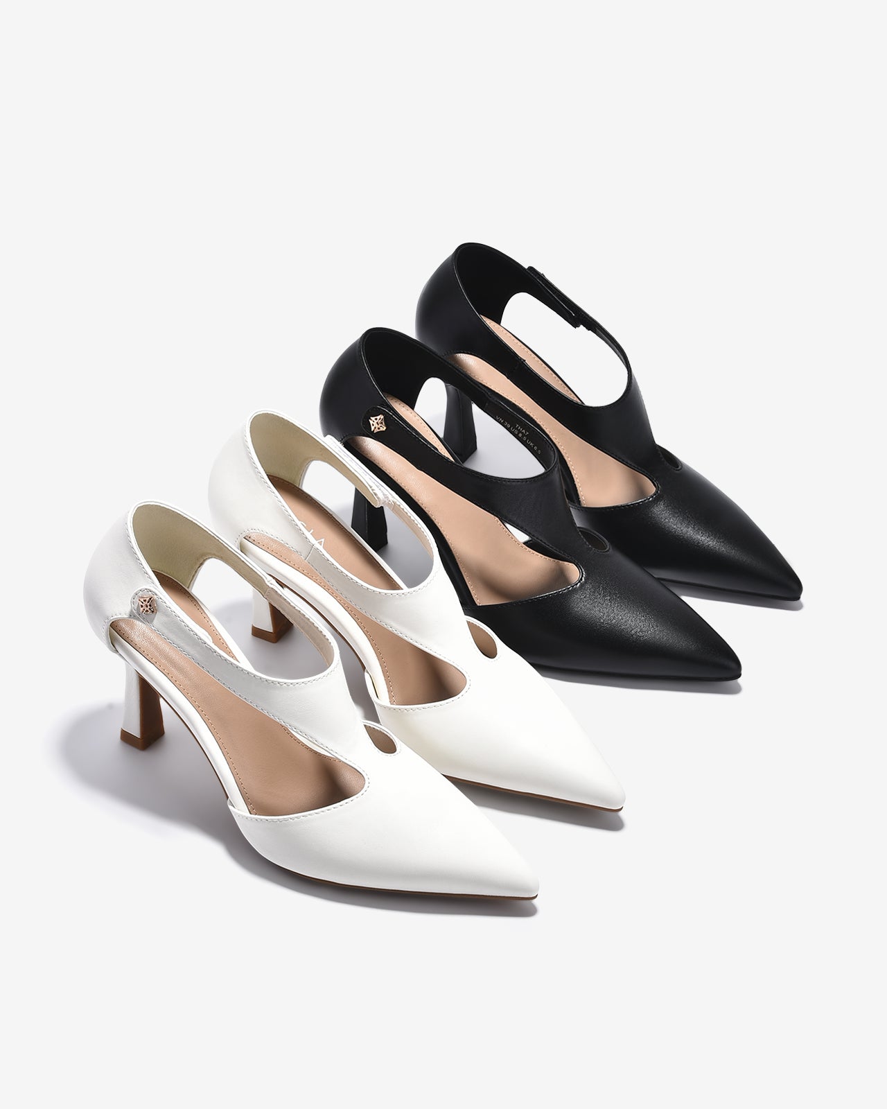 Giày Cao Gót Zucia Mũi Nhọn Quai Dán Cách Điệu-GTHA7-Đen Color1