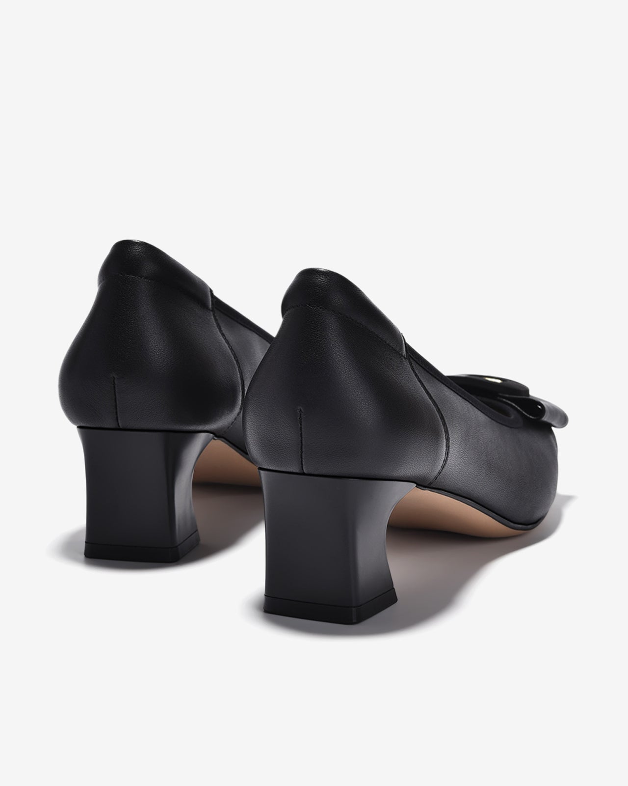 Giày Cao Gót Zuciani Mũi Phối Da Bóng Đính Khoá Nơ-GCM04Đen Color1