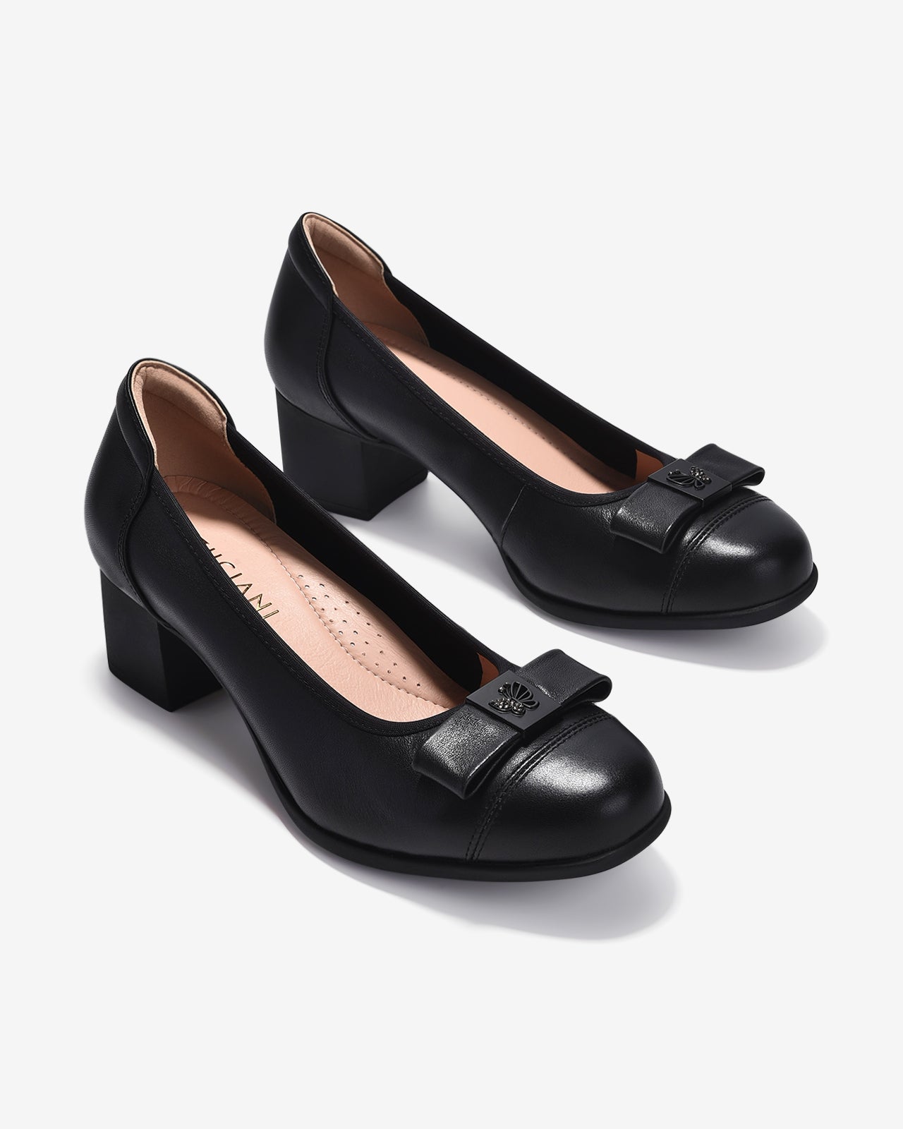 Giày Cao Gót Zuciani Mũi Tròn Nơ Phối Bướm Đính Đá-GCM11Đen Color1