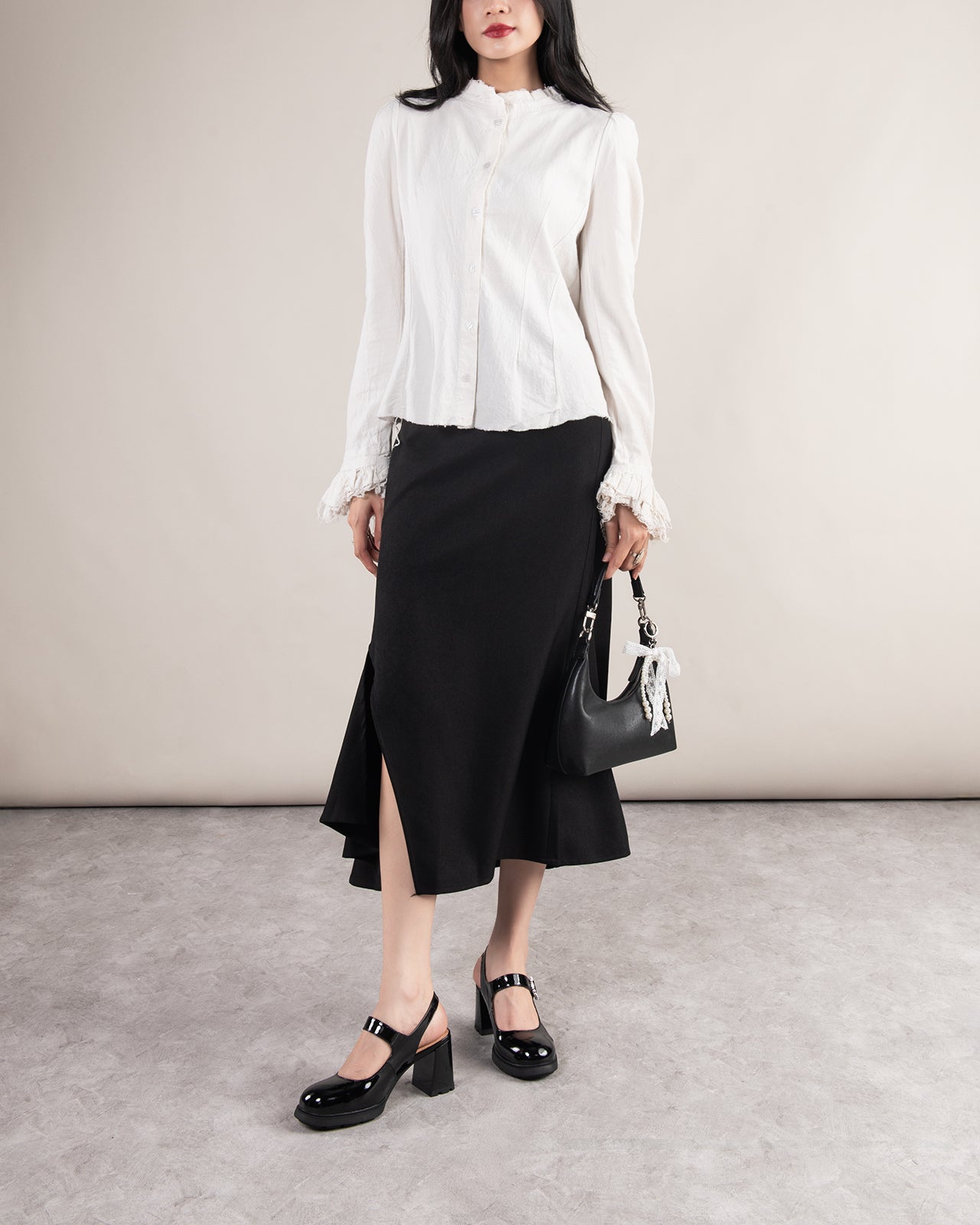 Giày Slingback Cao Gót Zuciani Mary Jane Da Bóng-GCM24-Đen Bóng Color1