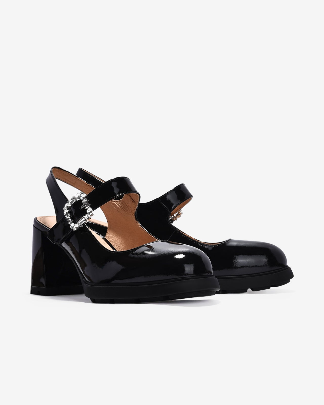 Giày Slingback Cao Gót Zuciani Mary Jane Da Bóng-GCM24-Đen Bóng Color1