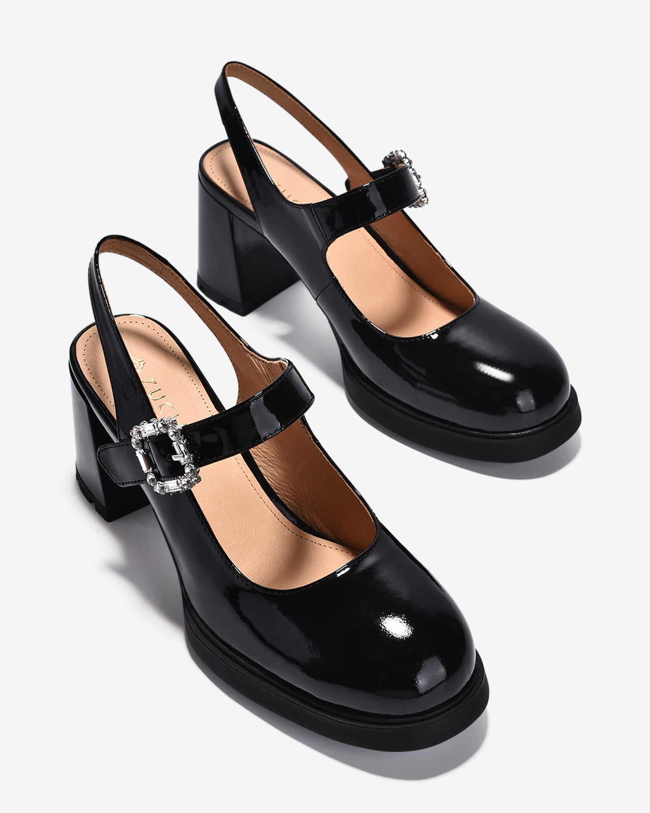 Giày Slingback Cao Gót Zuciani Mary Jane Da Bóng-GCM24-Đen Bóng Color1