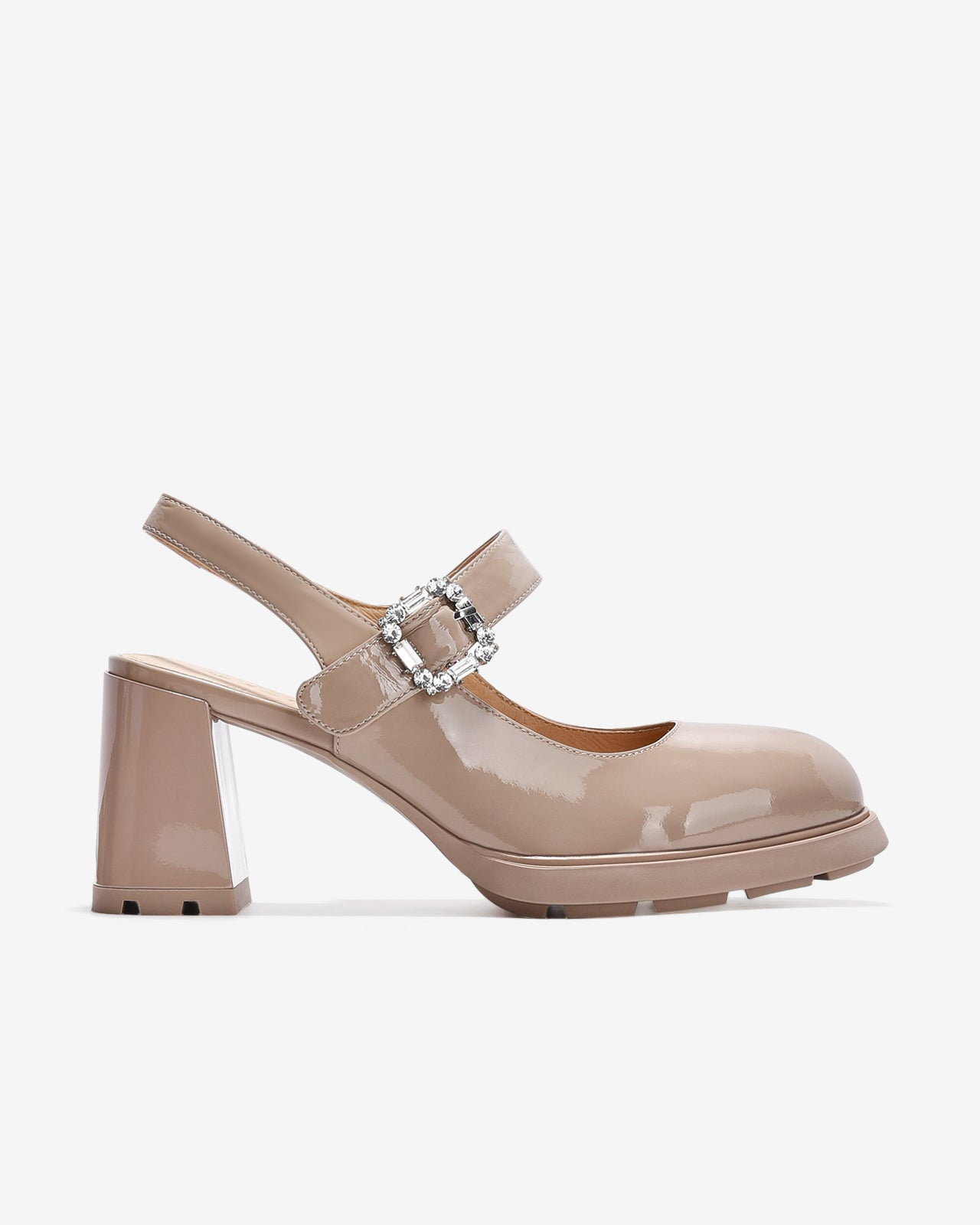 Giày Slingback Cao Gót Zuciani Mary Jane Da Bóng-GCM24-Kem Bóng Color1First
