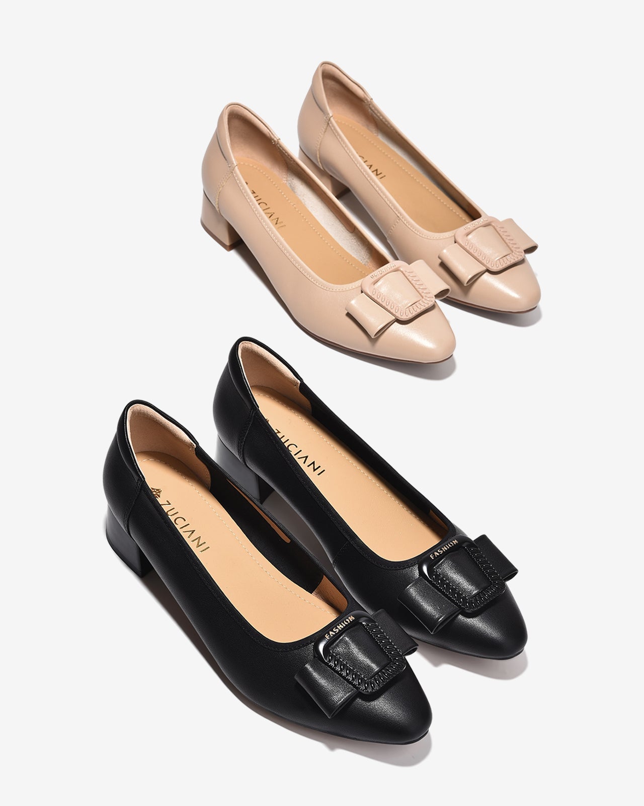 Giày Cao Gót Zuciani Gót Vuông Khóa Nơ-GCM38Đen Color1