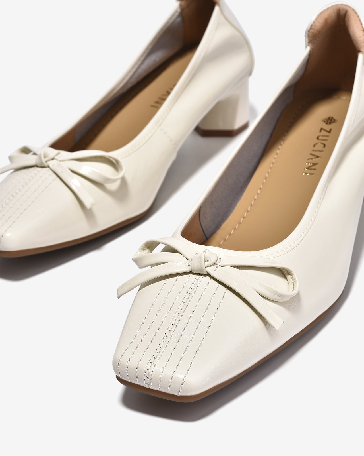 Giày Cao Gót Zuciani Da Mềm Đính Nơ-GCM41Kem Color1