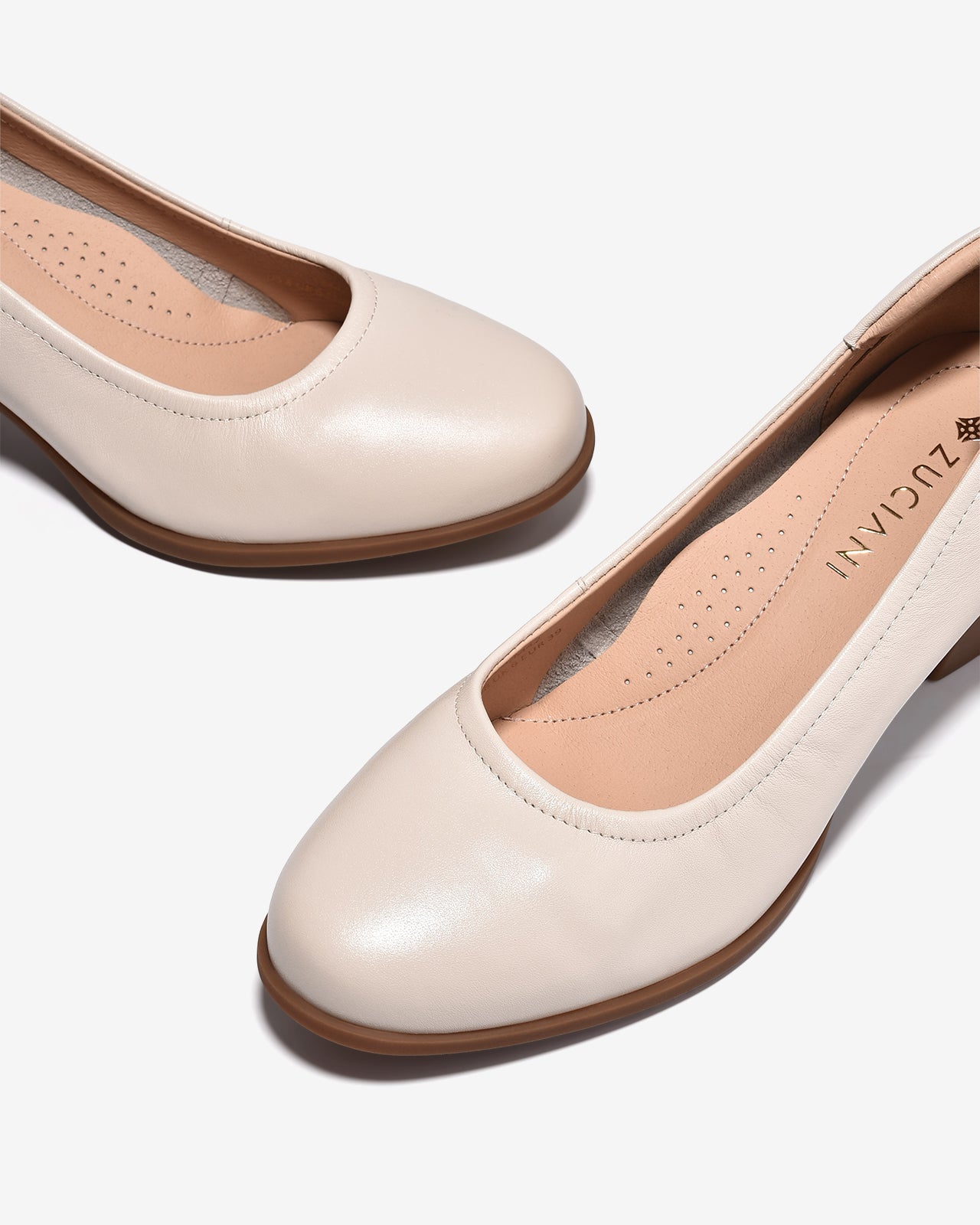 Giày Cao Gót Zuciani Đế 6CM Trơn-GCM42Kem Color1