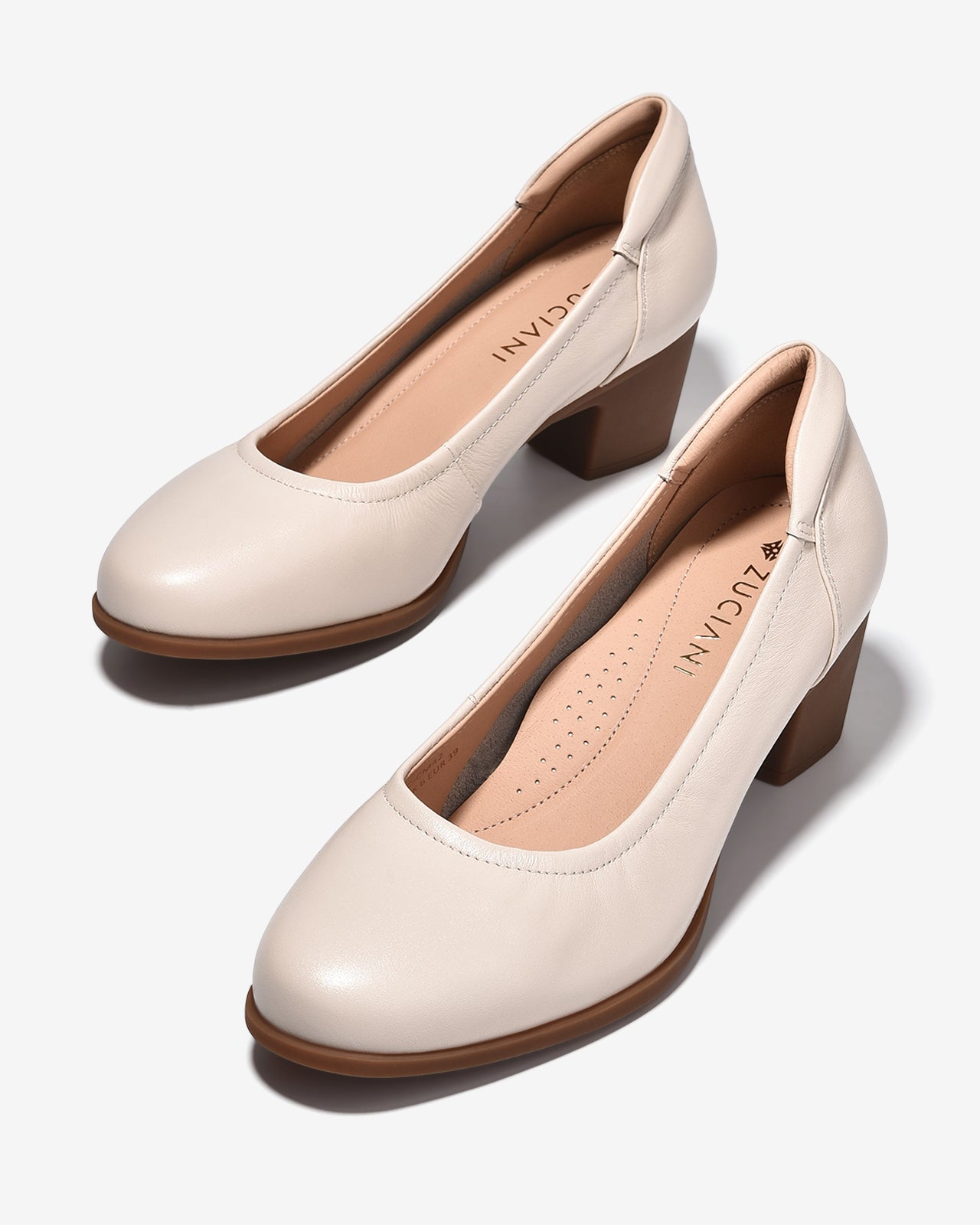 Giày Cao Gót Zuciani Đế 6CM Trơn-GCM42Kem Color1