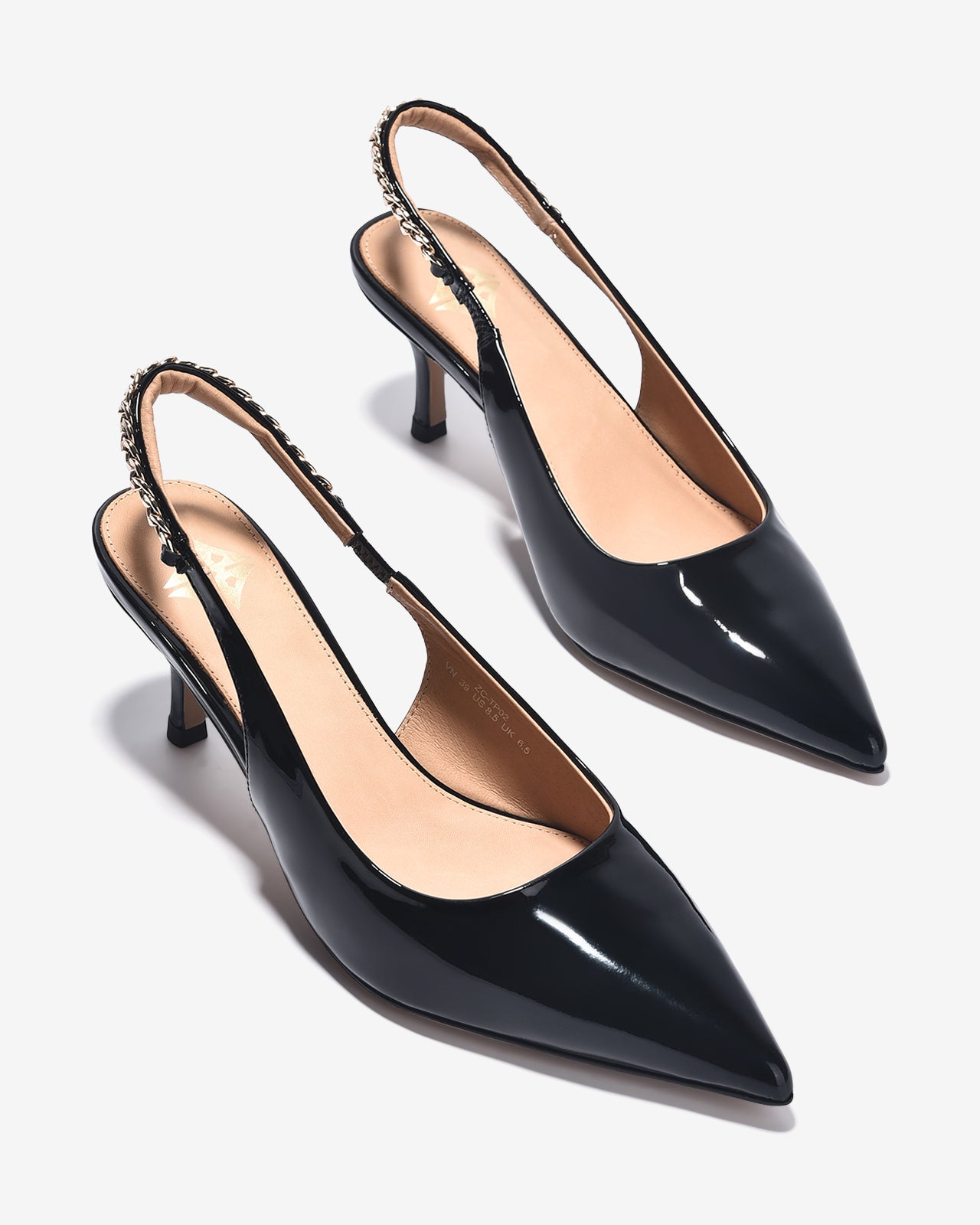Giày Cao Gót Slingback Zuciani Quai Phối Ánh Kim-GTP02Đen Color1