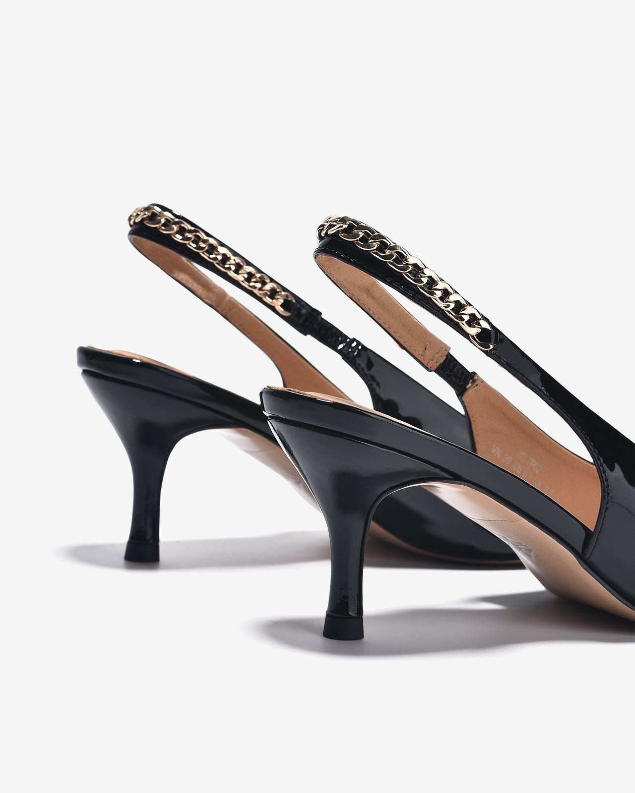 Giày Cao Gót Slingback Zuciani Quai Phối Ánh Kim-GTP02Đen Color1