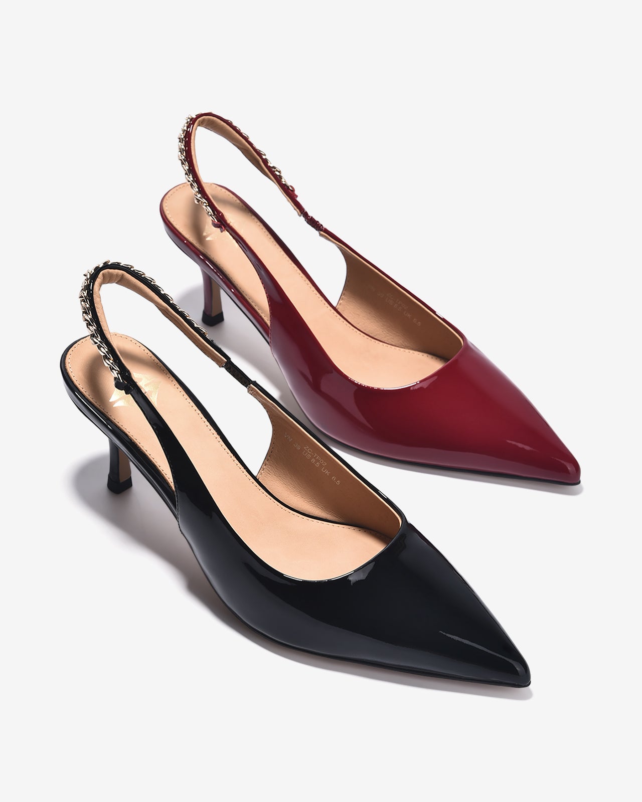 Giày Cao Gót Slingback Zuciani Quai Phối Ánh Kim-GTP02Đen Color1