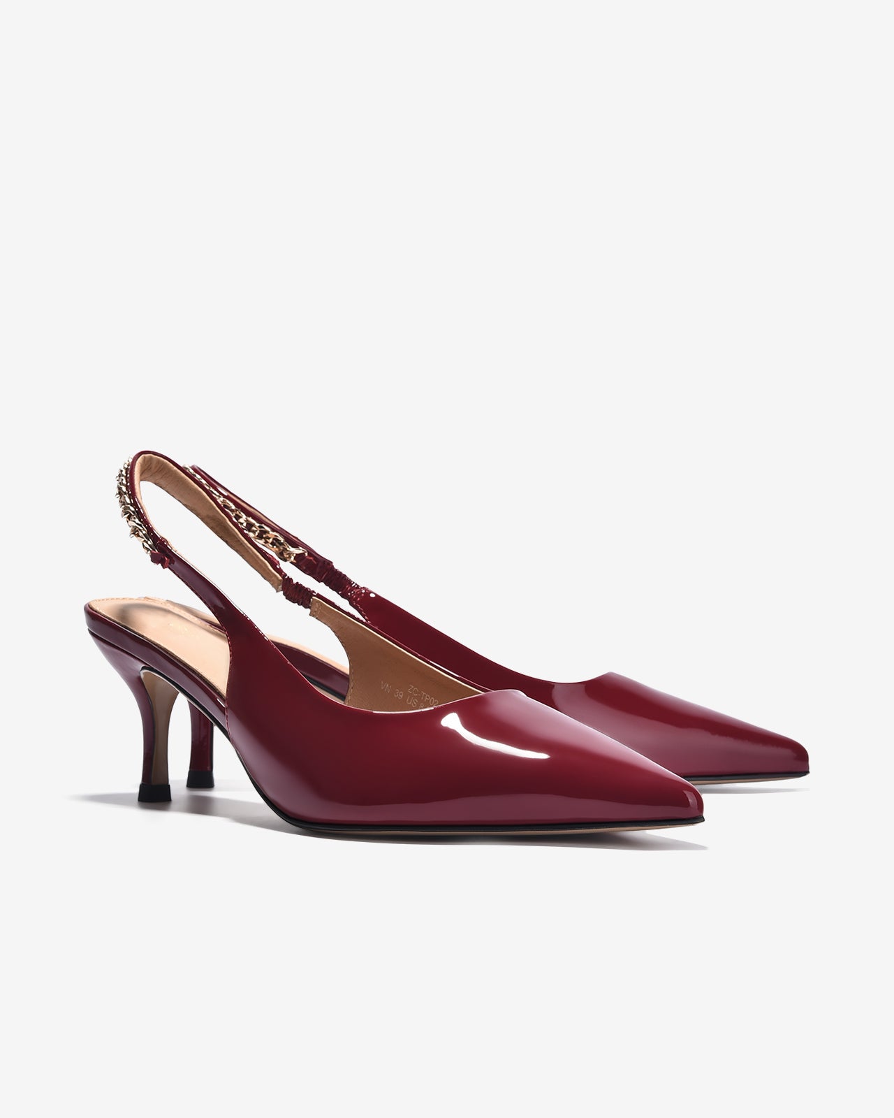 Giày Cao Gót Slingback Zuciani Quai Phối Ánh Kim-GTP02Đỏ Color1