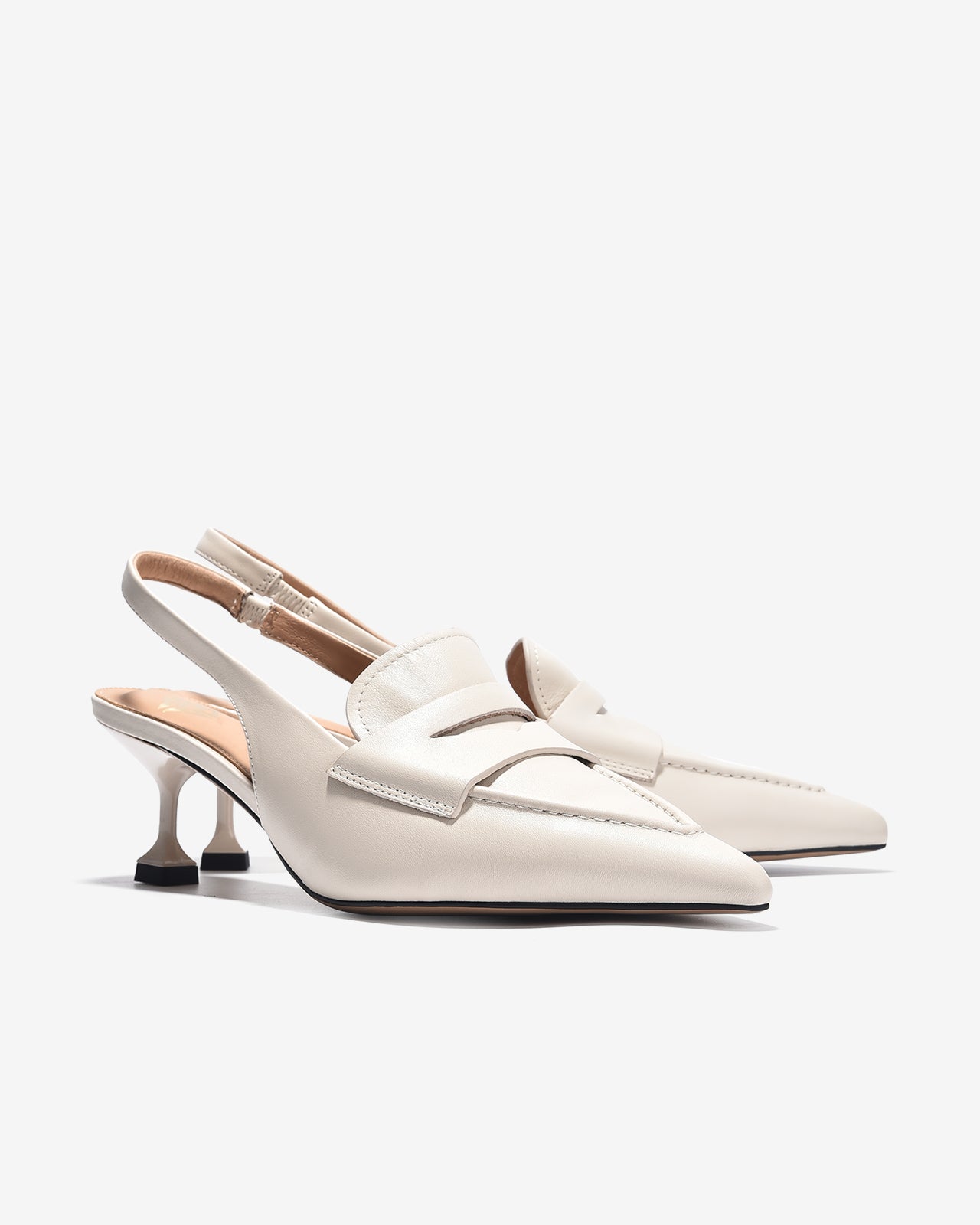 Giày Cao Gót Slingback Zuciani Phong Cách Menswear-GTP05Kem Color2