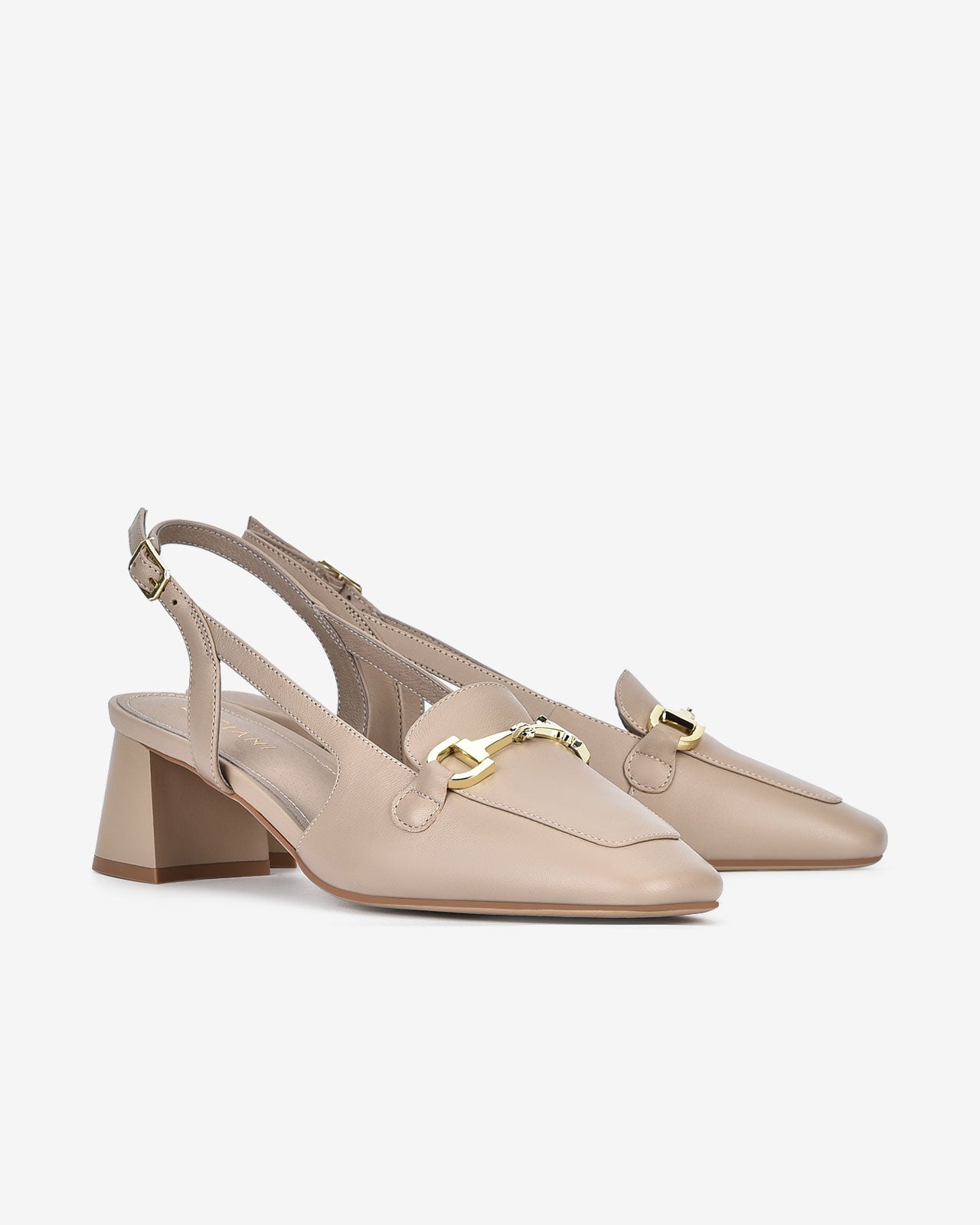 Giày Cao Gót Slingback Zuciani Khóa Mạ Vàng-GYM13-Cafe Color1