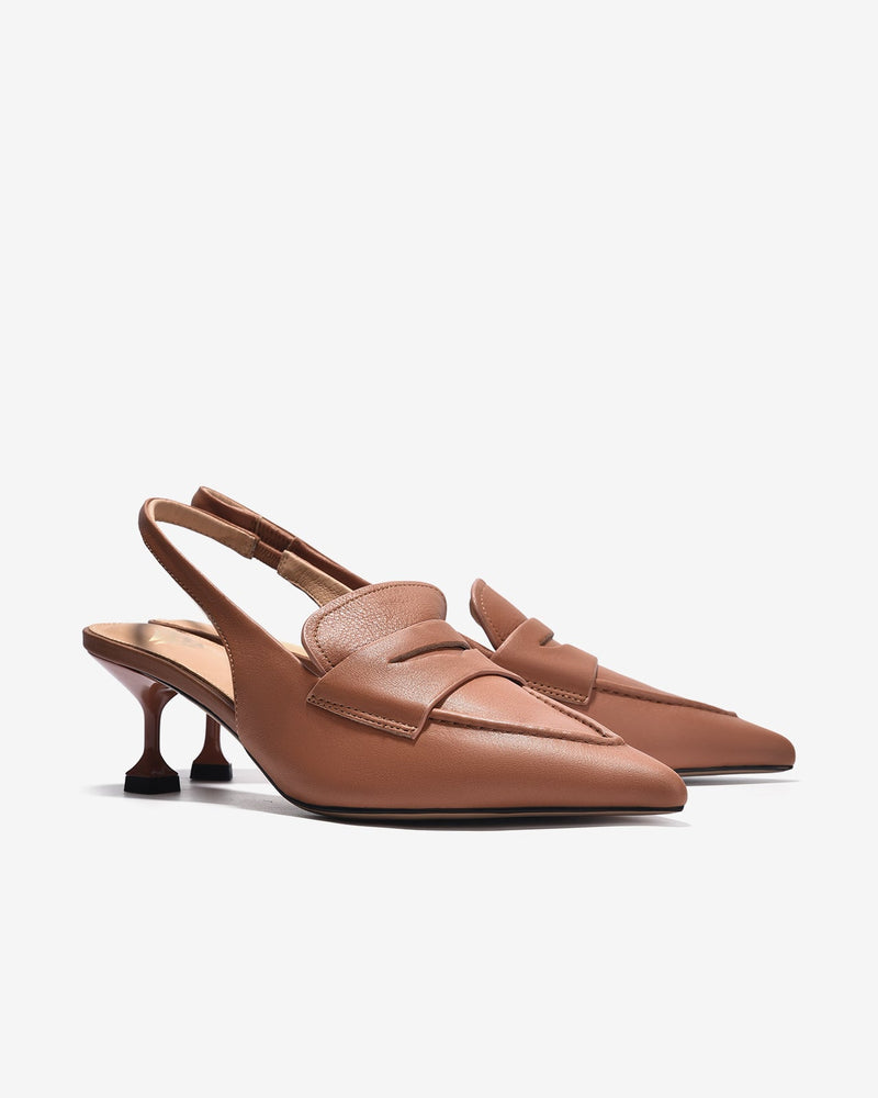 Giày Cao Gót Slingback Zuciani Phong Cách Menswear-GTP05-Nâu Color1