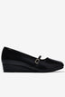 Giày Xuồng Zucia 3cm Mũi Tròn Quai Ngang-GRXC5Đen Color1First