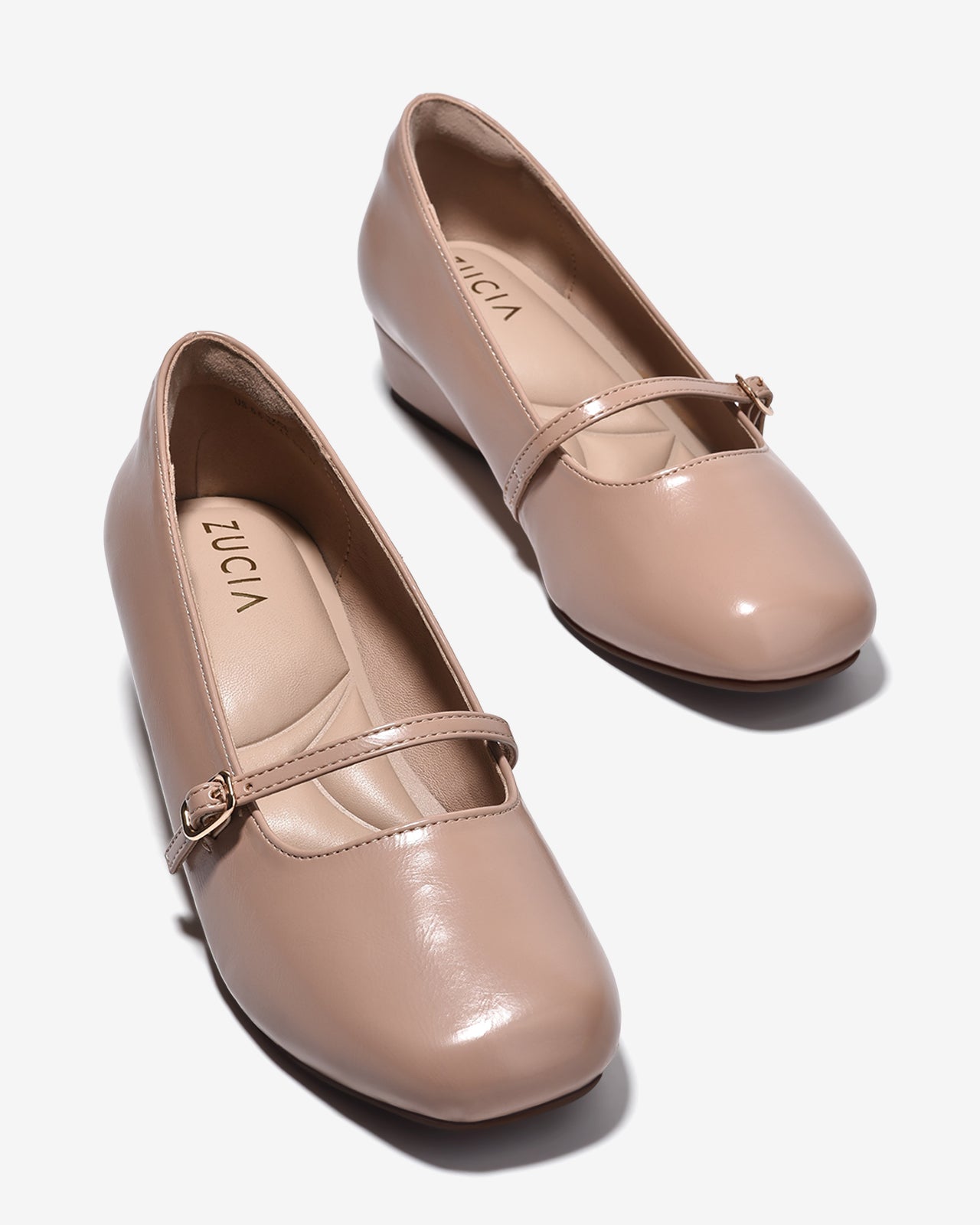 Giày Xuồng Zucia 3cm Mũi Tròn Quai Ngang-GRXC5Hồng Color1