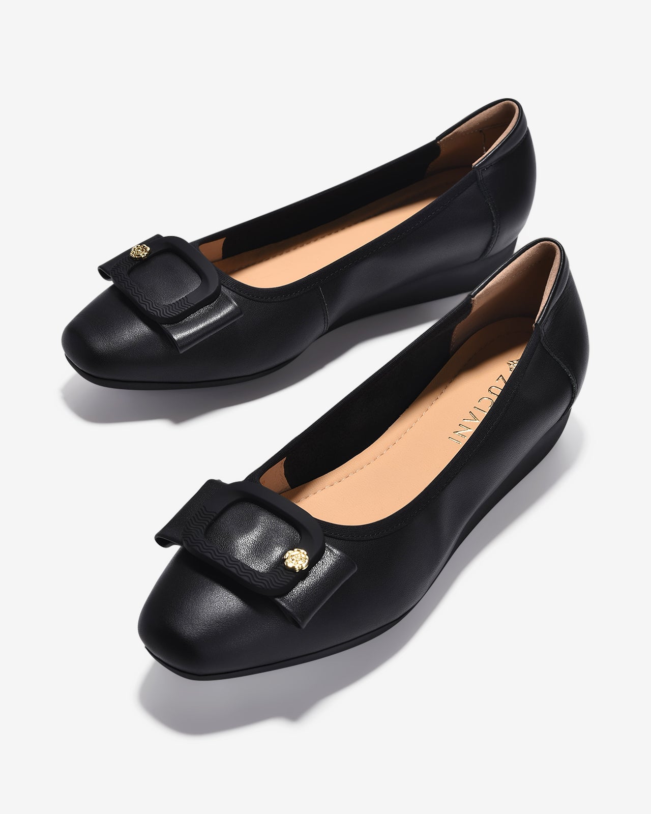 Giày Xuồng Zuciani Phối Khoá Nơ Đính Bông Hoa-GCM05Đen Color1