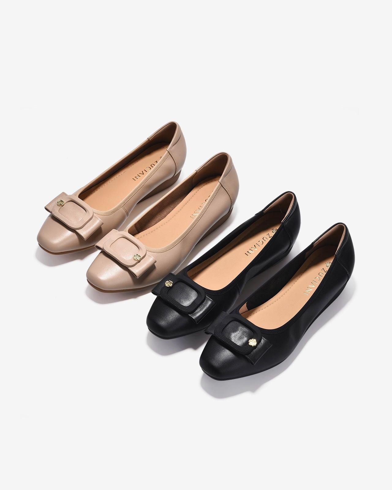 Giày Xuồng Zuciani Phối Khoá Nơ Đính Bông Hoa-GCM05Đen Color1