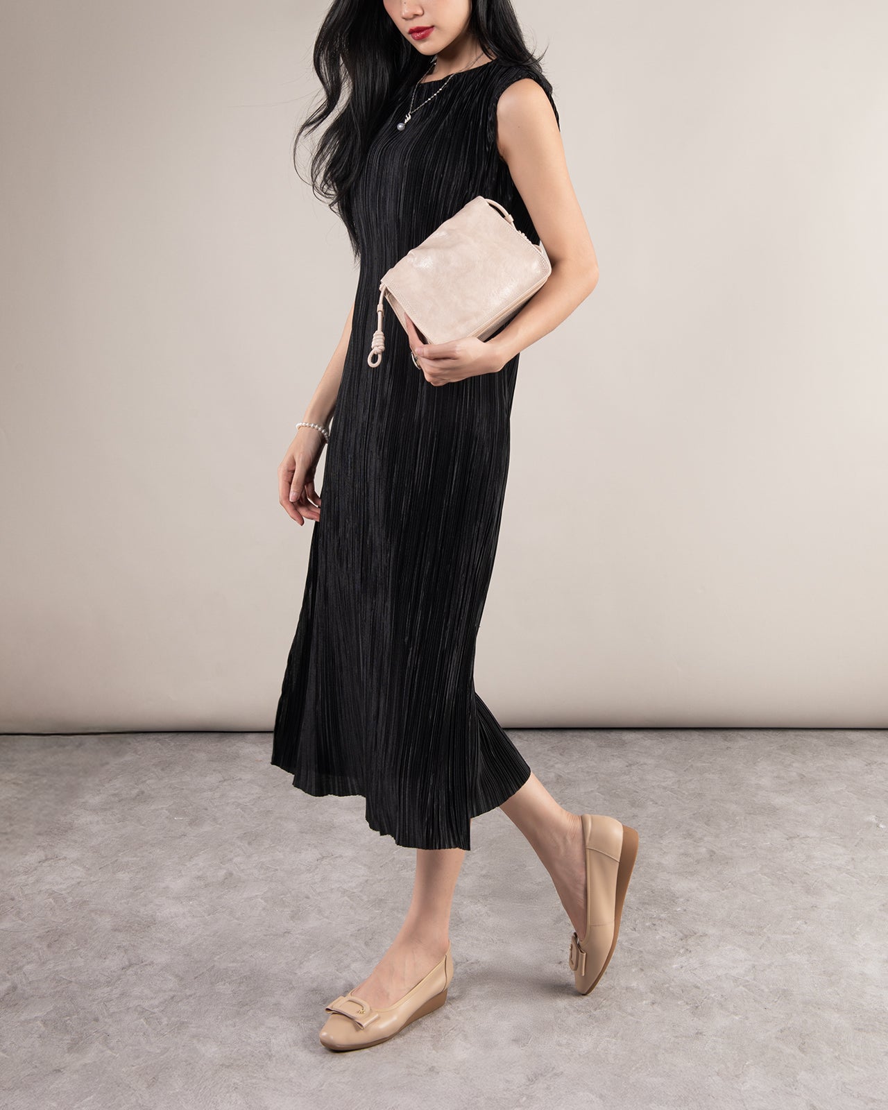 Giày Xuồng Zuciani Phối Khoá Nơ Đính Bông Hoa-GCM05Kem Color1