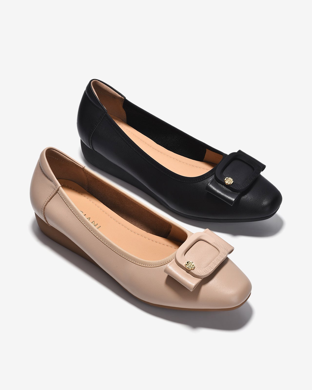 Giày Xuồng Zuciani Phối Khoá Nơ Đính Bông Hoa-GCM05Kem Color1