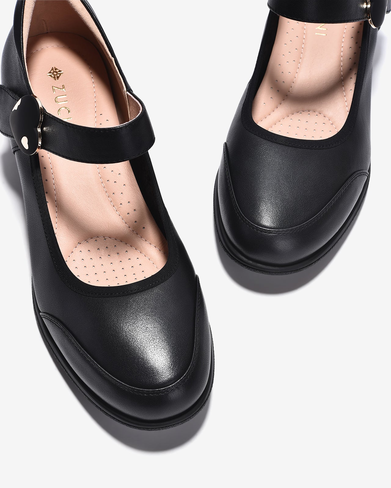 Giày Xuồng Zuciani Mũi Tròn Khoá Tim-GCM28Đen Color1