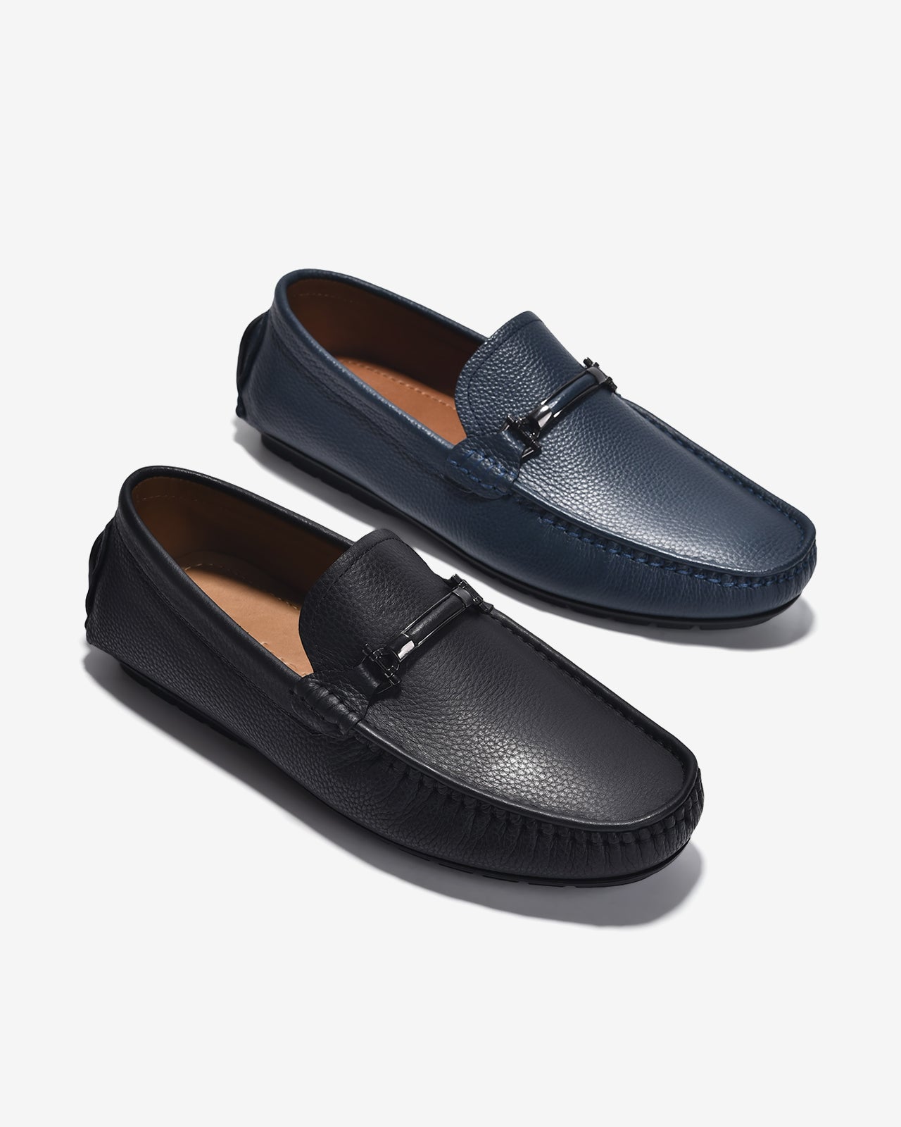 Giày Mọi Driving Moc Hoạ Tiết Kim Loại-G0342Đen Color1