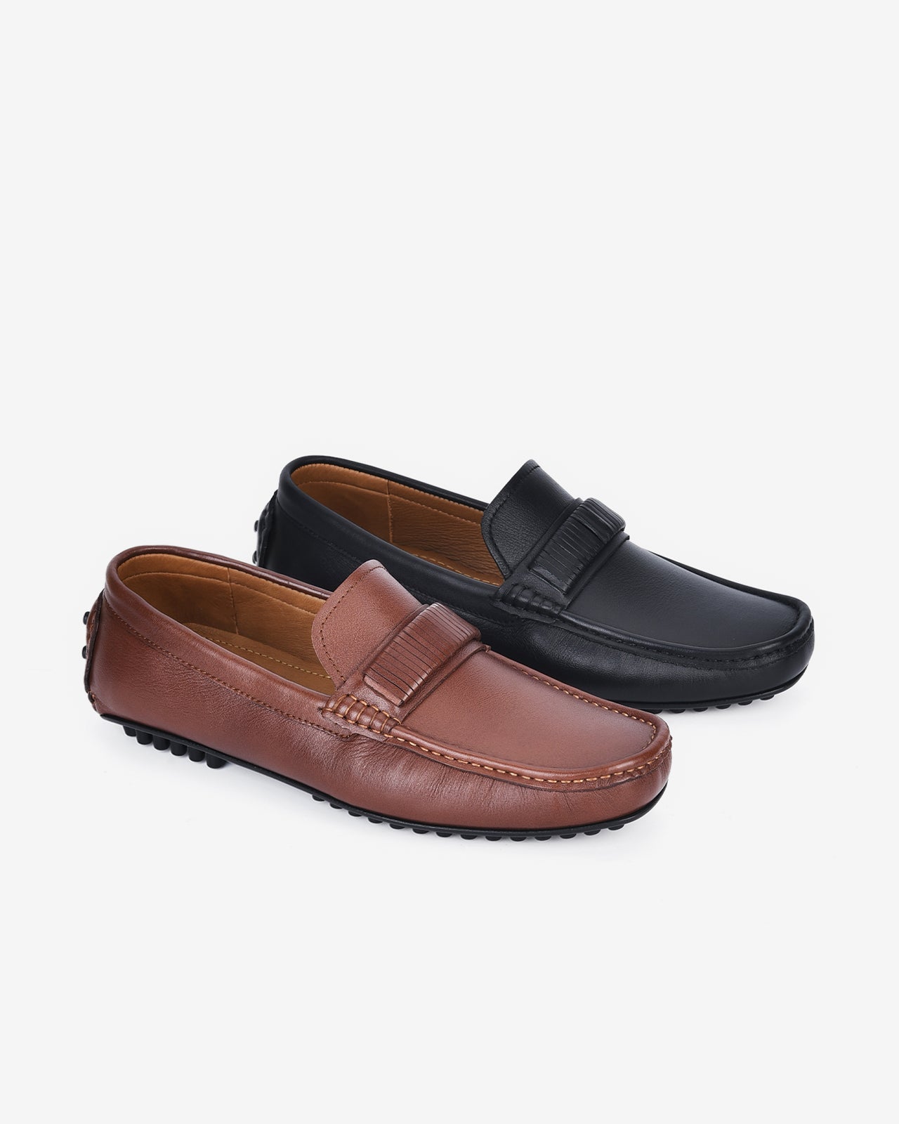 Giày Mọi Nam Đông Hải Da Mềm Vân Trơn-G0353Đen Color1