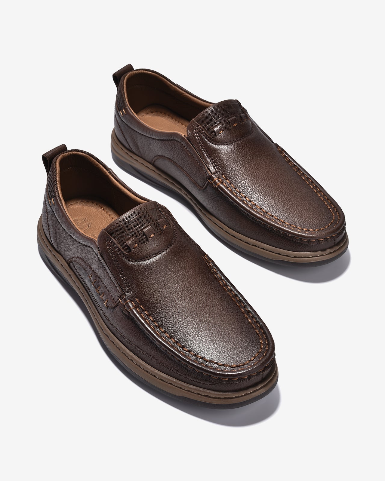 Giày Lười Nam Đông Hải Vân Chỉ Nổi-G0358-Nâu Color1