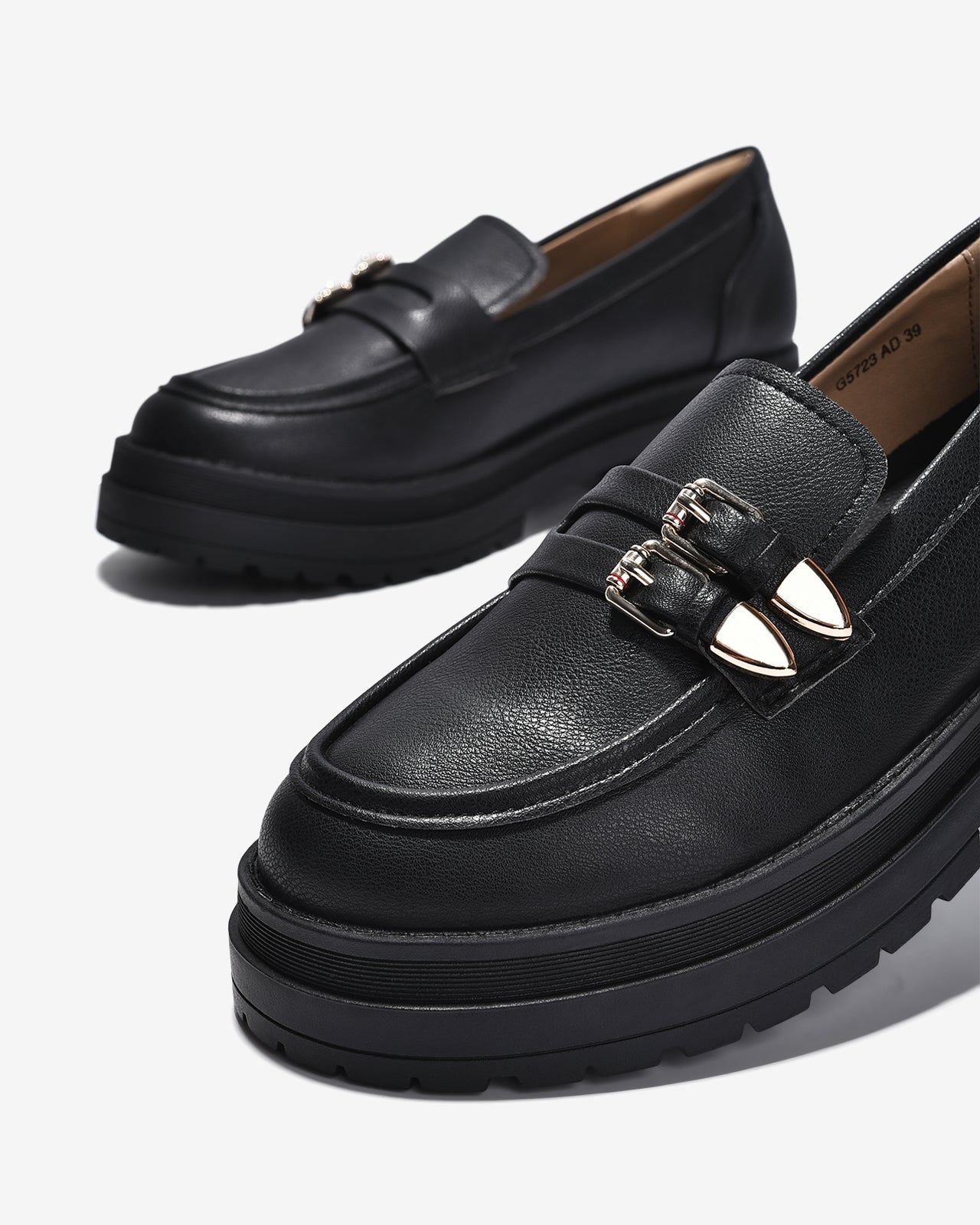 Giày Mọi Nữ Đông Hải Dáng Loafer Chunky-G5723-Đen Color1