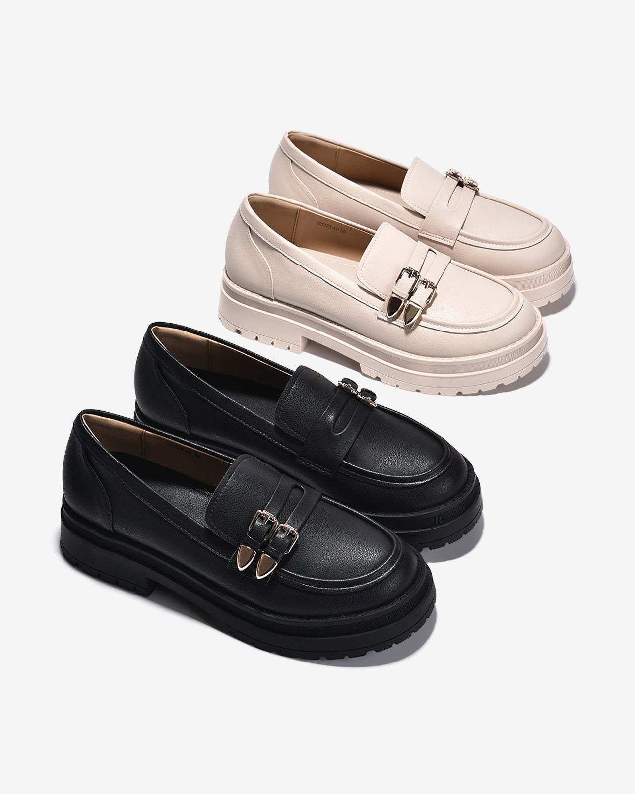Giày Mọi Nữ Đông Hải Dáng Loafer Chunky-G5723Kem Color1