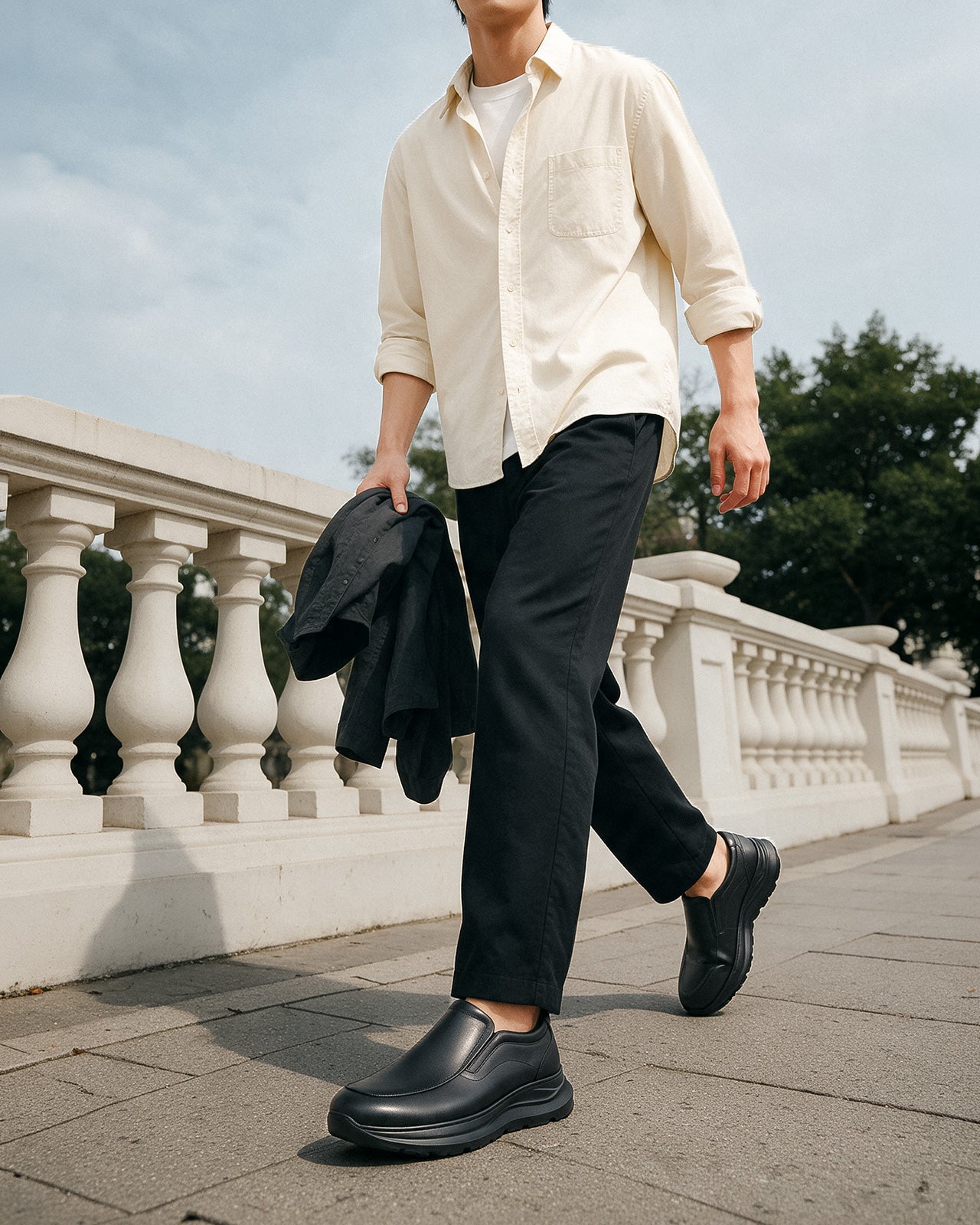 Giày Hybrid Zuciani Đế Sneaker Không Dây-GLC04Đen Color1