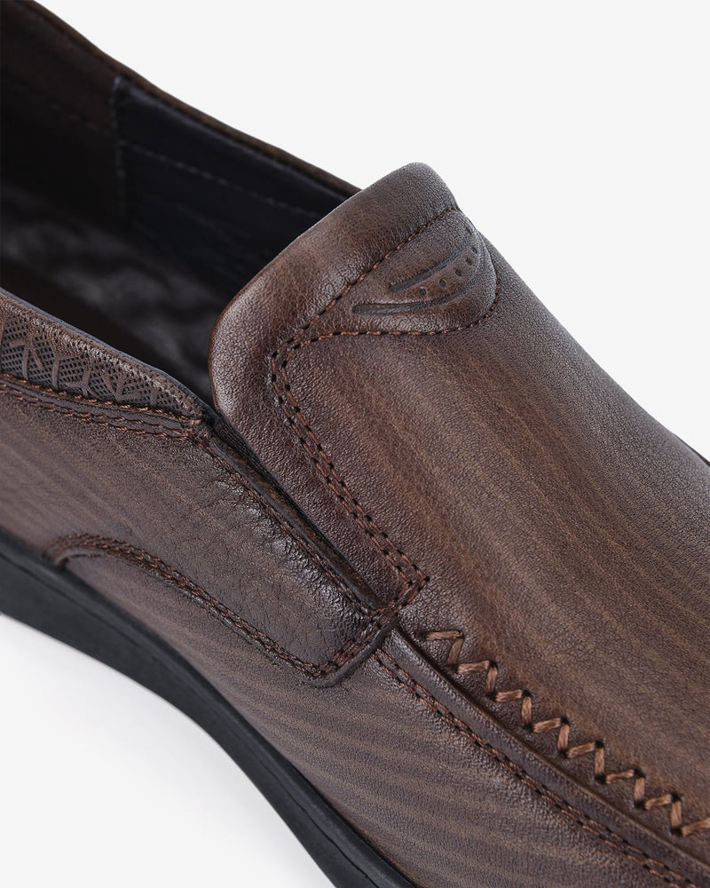 Giày Lười Nam Zuciani Vân Da Kẻ Sọc Thời Trang-GCF32Nâu Color2