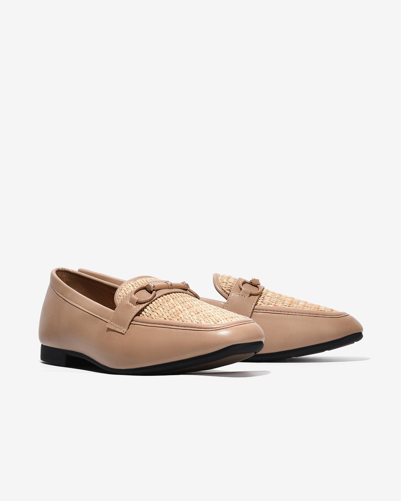 Giày Mọi Nữ Zucia Mũi Vuông Đan Phối Khoá-GHLL2-Cafe Color1