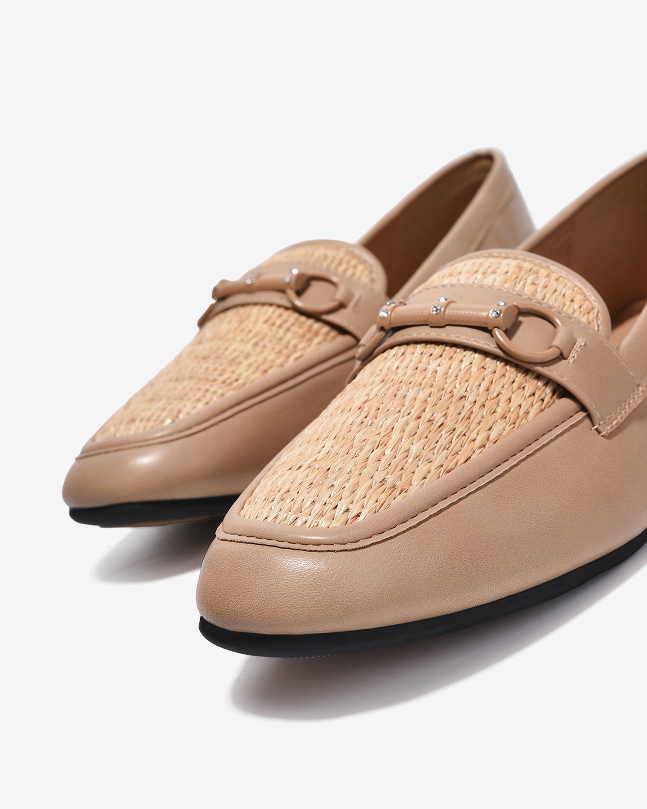 Giày Mọi Nữ Zucia Mũi Vuông Đan Phối Khoá-GHLL2-Cafe Color1