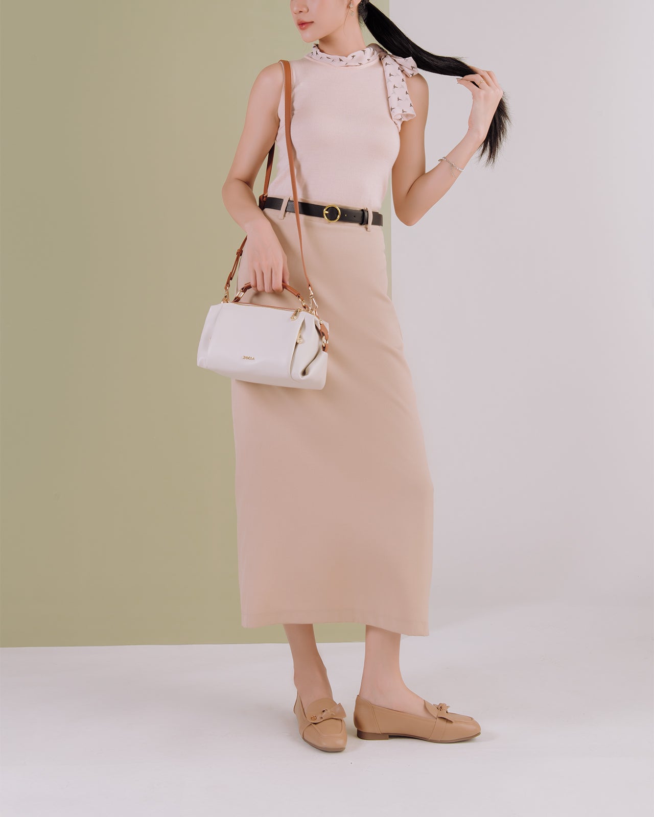 Giày Lười Zucia Quai Xoắn Nơ Đính Logo-GHLM5Nâu Color1