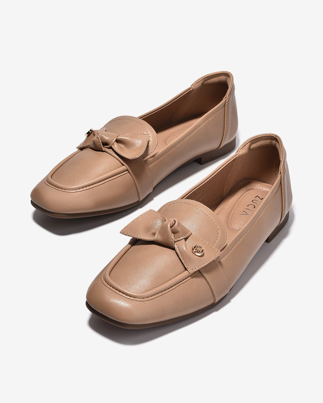 Giày Lười Zucia Quai Xoắn Nơ Đính Logo-GHLM5-Nâu Color1