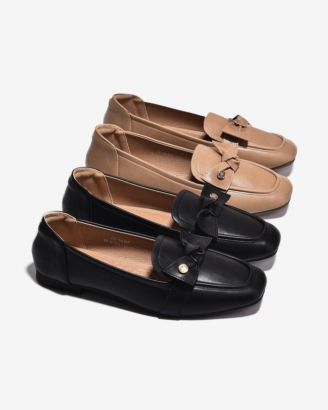 Giày Lười Zucia Quai Xoắn Nơ Đính Logo-GHLM5Nâu Color1
