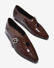 Giày Lười Nữ Zuciani Da Bóng Vân Gấp Cổ Điển-GCM35-Nâu Color1