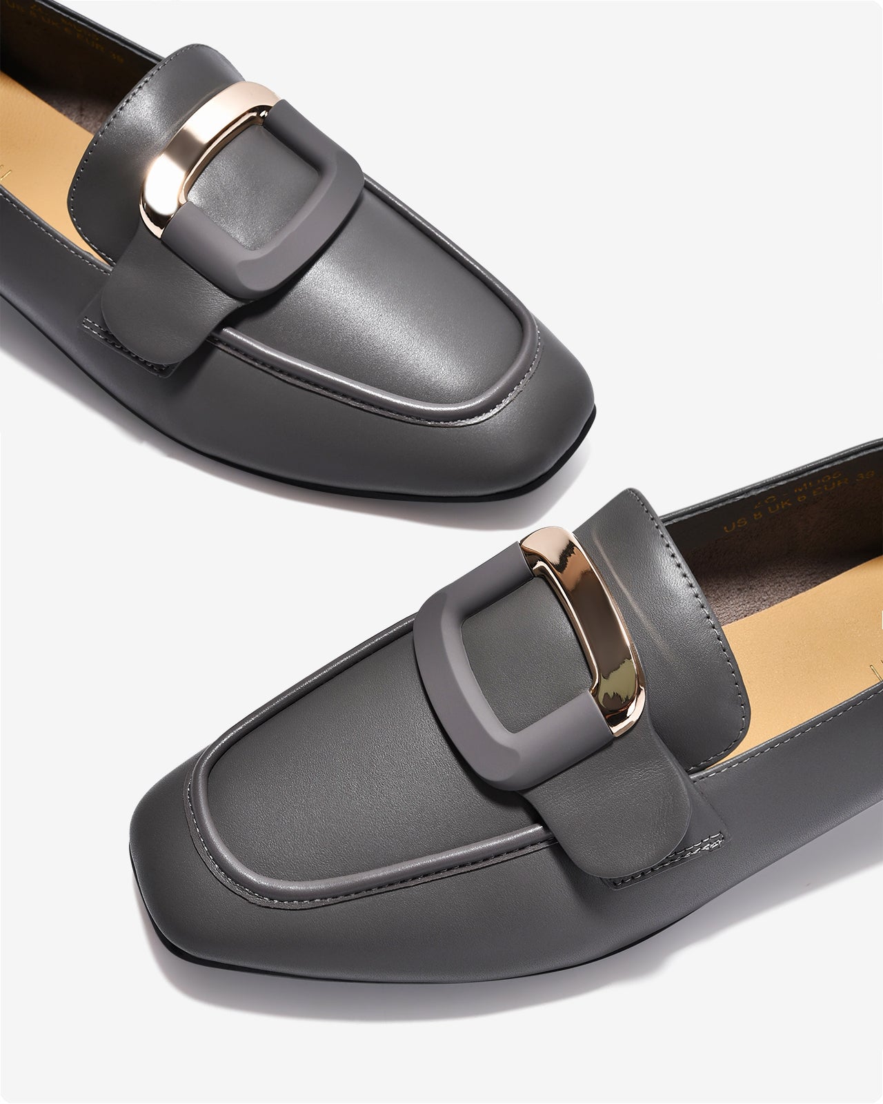 Giày Mọi Nữ Zuciani Thanh Lịch Phối Khóa-GMD05Xám Color1